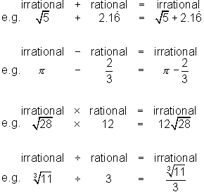 irrational numbers list